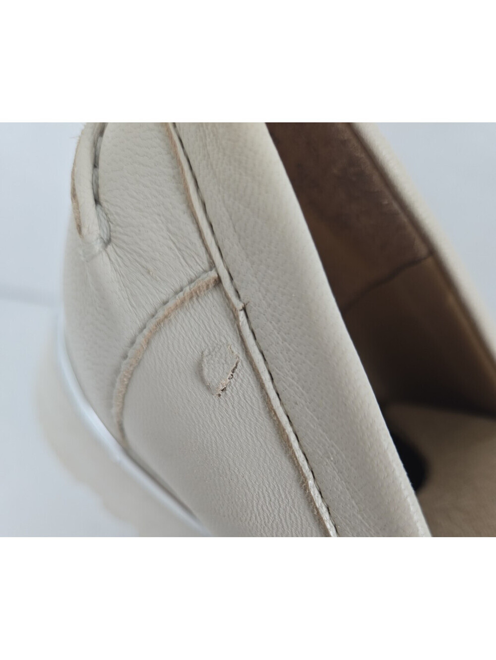 Franco Sarto Dedra Cream Leather Penny Loafers Shoes Lug Bottom Size 7 - Picture 2 of 7